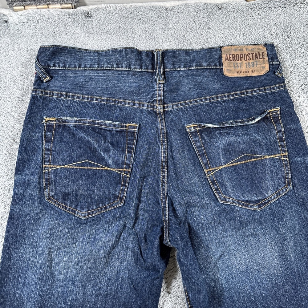 Aeropostale Driggs Slim Bootcut Jeans Mens Sz 31x32 Distressed Blue Denim Cotton - Picture 12 of 14